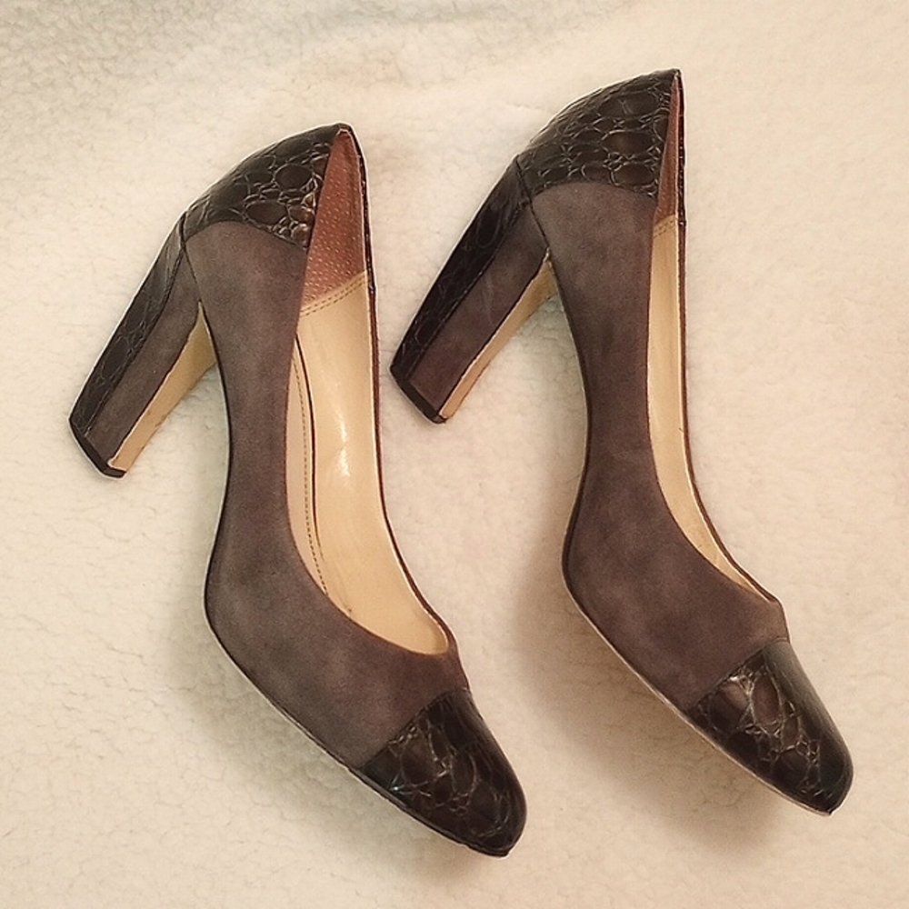 Franco Sarto black croc embossed heel